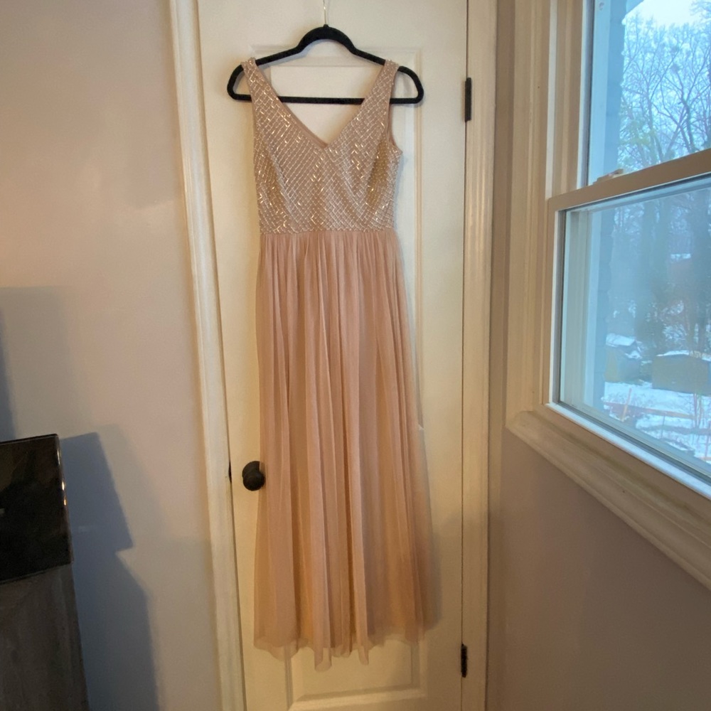 Adrianna Papell blush bridesmaid / prom dress